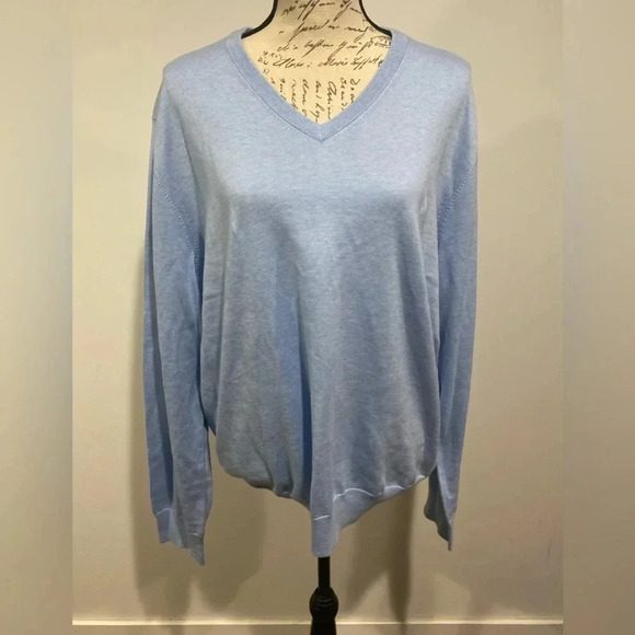 Brooks Brothers V-Neck 100% Supima Cotton long sleeve sweater. Blue. Size XL - Picture 1 of 5